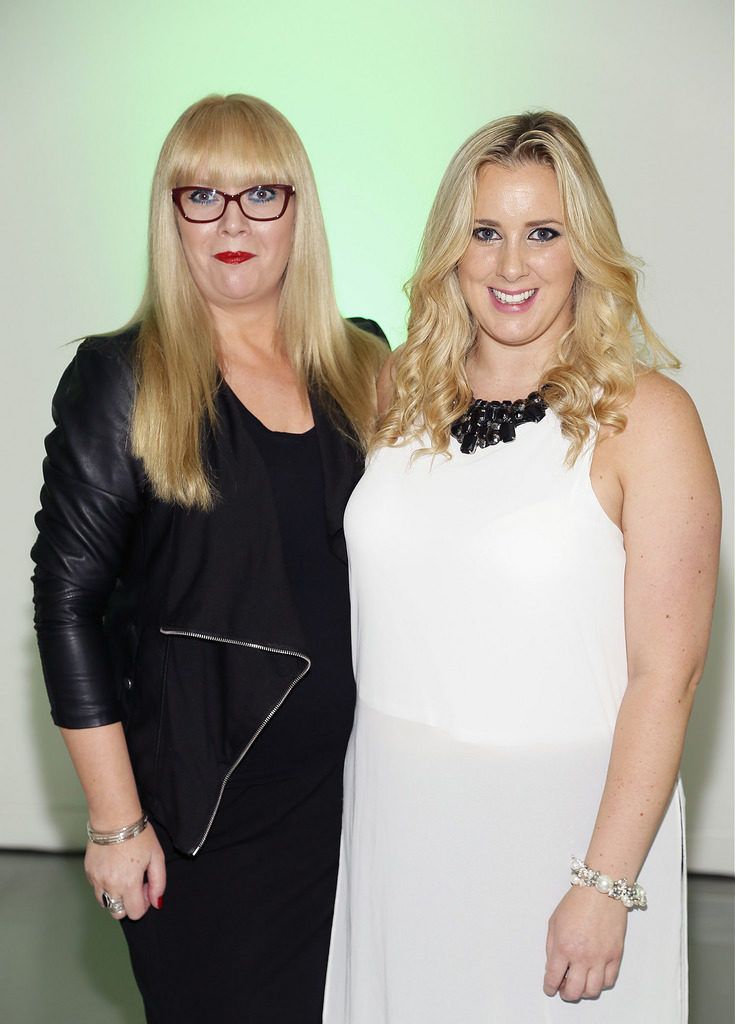 Elaine Johnston and Bronagh Agnew at the Irish Spectacle Wearer of the Year competition hosted by Specsavers and held in the RHA-photo Kieran Harnett