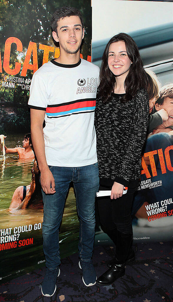 Eanna McGowan and Leisha O Sullivan at the special preview screening of Vacation at Cineworld .Dublin..Picture:Brian McEvoy.