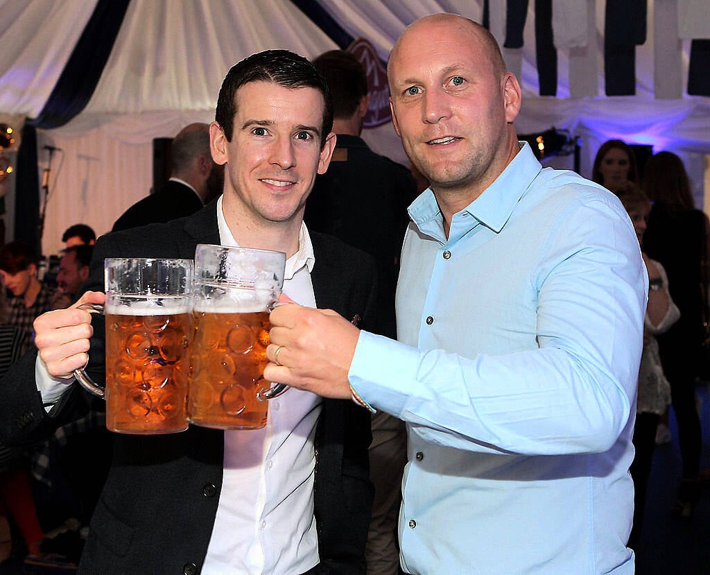 Kevin Haverty and Ryan McDonnell  pictured at the #Lidl Oktoberfest to launch the Alpengut range of food in Lidl stores at Meeting House Square,Dublin..Picture: Brian McEvoy.