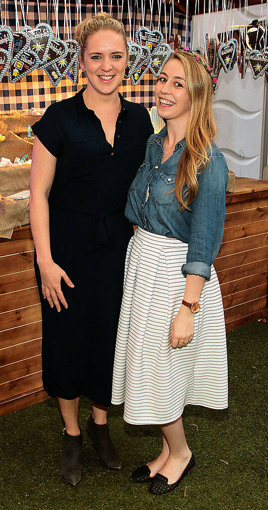 Klara heron and Jen Steevens  pictured at the #Lidl Oktoberfest to launch the Alpengut range of food in Lidl stores at Meeting House Square,Dublin..Picture: Brian McEvoy