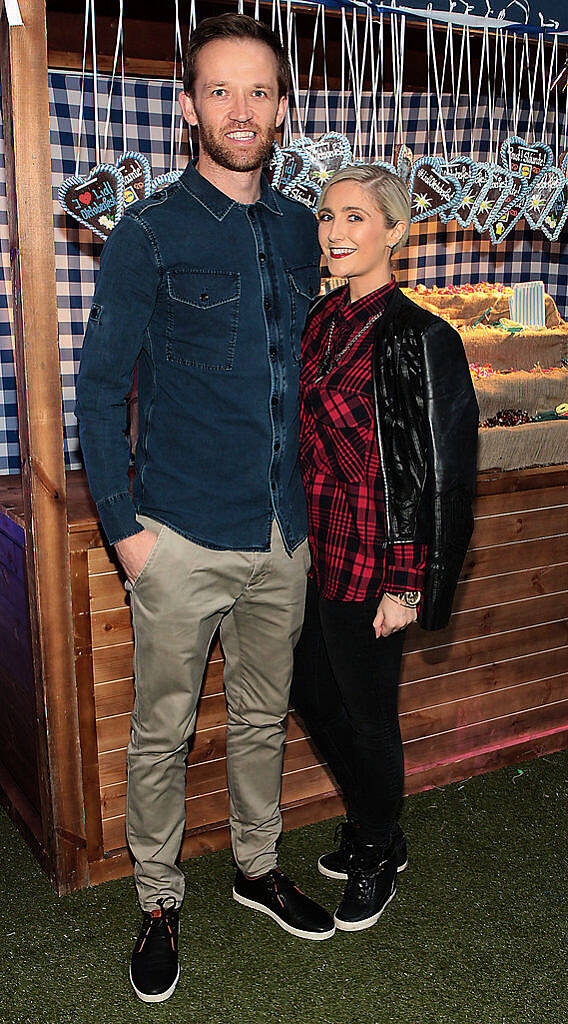 Aidan Price and Sarah Corr  pictured at the #Lidl Oktoberfest to launch the Alpengut range of food in Lidl stores at Meeting House Square,Dublin..Picture: Brian McEvoy.