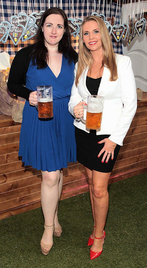 Suzanne Redmond and Jules Mahon  pictured at the #Lidl Oktoberfest to launch the Alpengut range of food in Lidl stores at Meeting House Square,Dublin..Picture: Brian McEvoy.