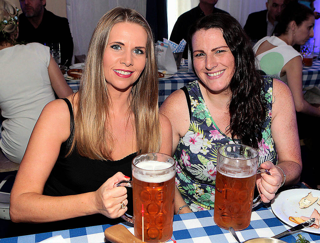 Jules Mahon and Suzanne Redmond  pictured at the #Lidl Oktoberfest to launch the Alpengut range of food in Lidl stores at Meeting House Square,Dublin..Picture: Brian McEvoy