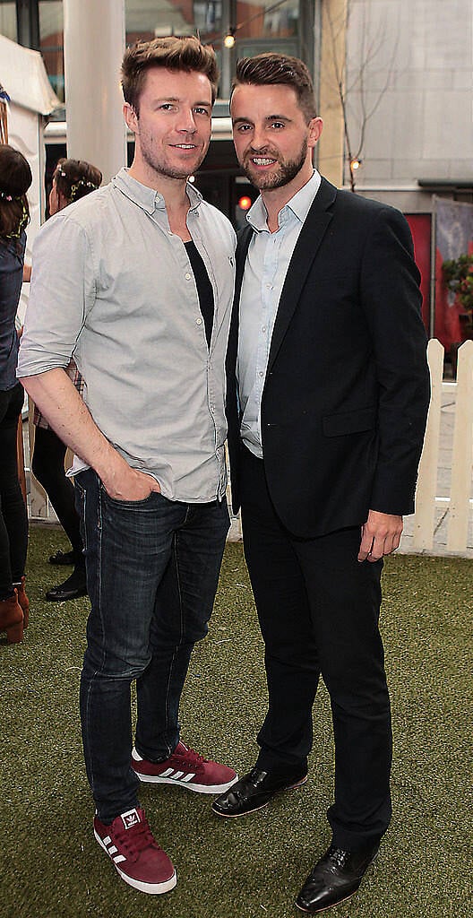 Keith Falvey and Owen Byrne  pictured at the #Lidl Oktoberfest to launch the Alpengut range of food in Lidl stores at Meeting House Square,Dublin..Picture: Brian McEvoy.