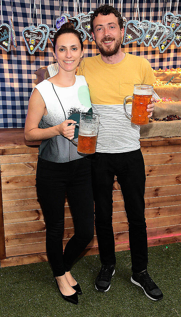 Claire Havey and Sean Moore pictured at the #Lidl Oktoberfest to launch the Alpengut range of food in Lidl stores at Meeting House Square,Dublin..Picture: Brian McEvoy.