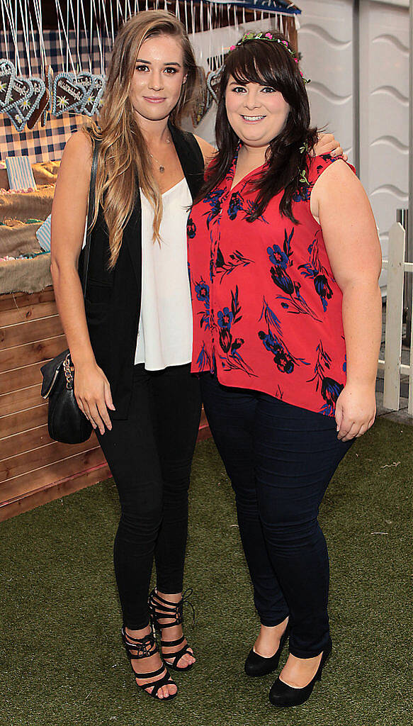 Eimear O Sullivan and Sinead Flynn  pictured at the #Lidl Oktoberfest to launch the Alpengut range of food in Lidl stores at Meeting House Square,Dublin..Picture: Brian McEvoy.