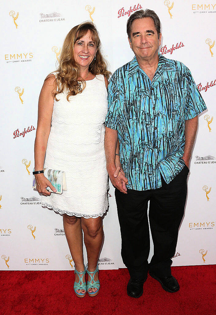 BEVERLY HILLS, CA - AUGUST 24: Actor Beau Bridges (L) and Wendy Treece attend the Television Academy's Performers Peer Group Hold Cocktail Reception to Celebrate the 67th Emmy Awards at the Montage Beverly Hills Hotel on August 24, 2015 in Beverly Hills, California.  (Photo by Frederick M. Brown/Getty Images)