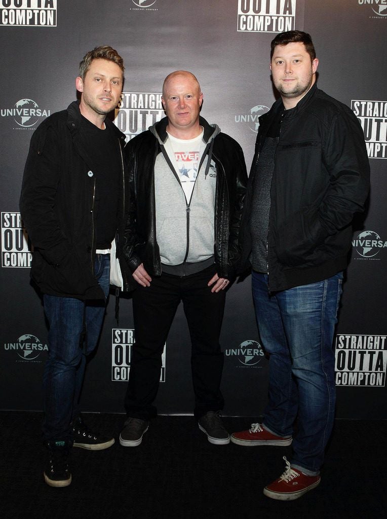 Rory Doyle, John Foley and Jake Ryan  pictured at the Irish premiere of Straight Outta Compton at Omniplex Rathmines,Dublin..Picture:Brian McEvoy.
