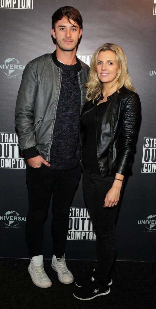 Phil Costello of Vann Music and Lisa Quinlan  pictured at the Irish premiere of Straight Outta Compton at Omniplex Rathmines,Dublin..Picture:Brian McEvoy.