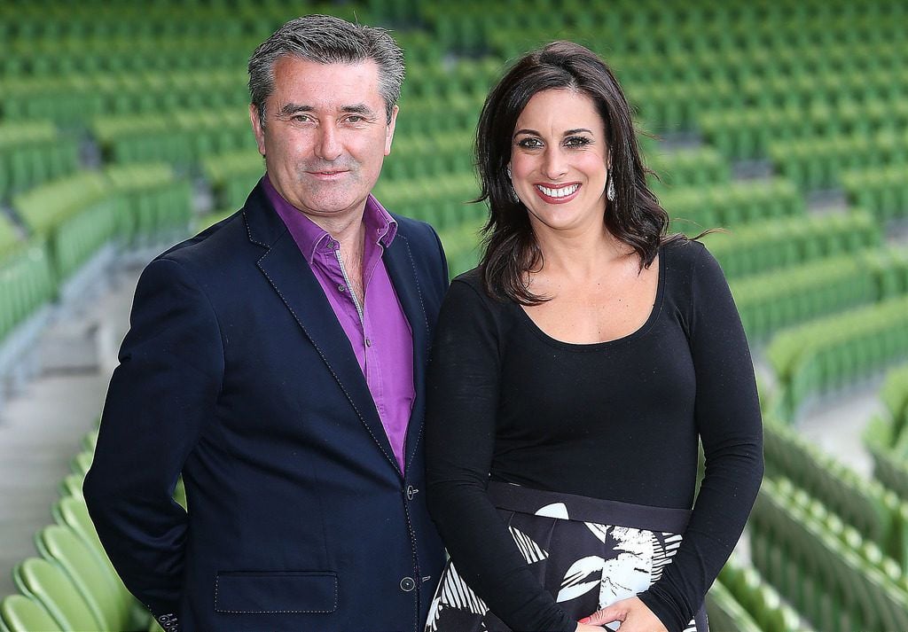 Tv3 Autumn Schedule launch at the Aviva Stadium Dublin.Martin King and Lucy Kennedy .Picture Brian McEvoy.