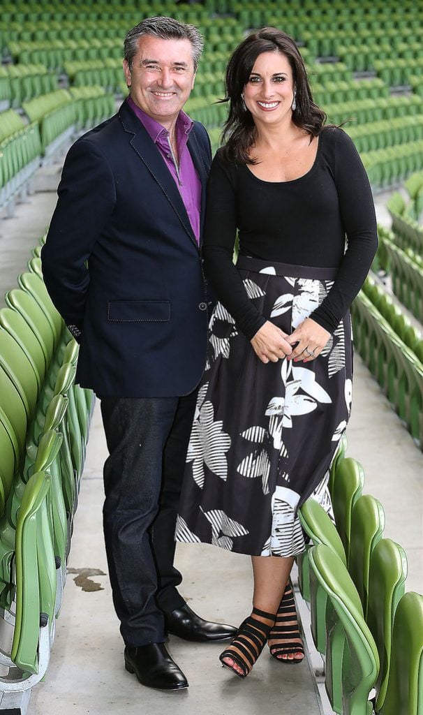 Tv3 Autumn Schedule launch at the Aviva Stadium Dublin.Martin KIng and Lucy Kennedy.Picture Brian McEvoy.