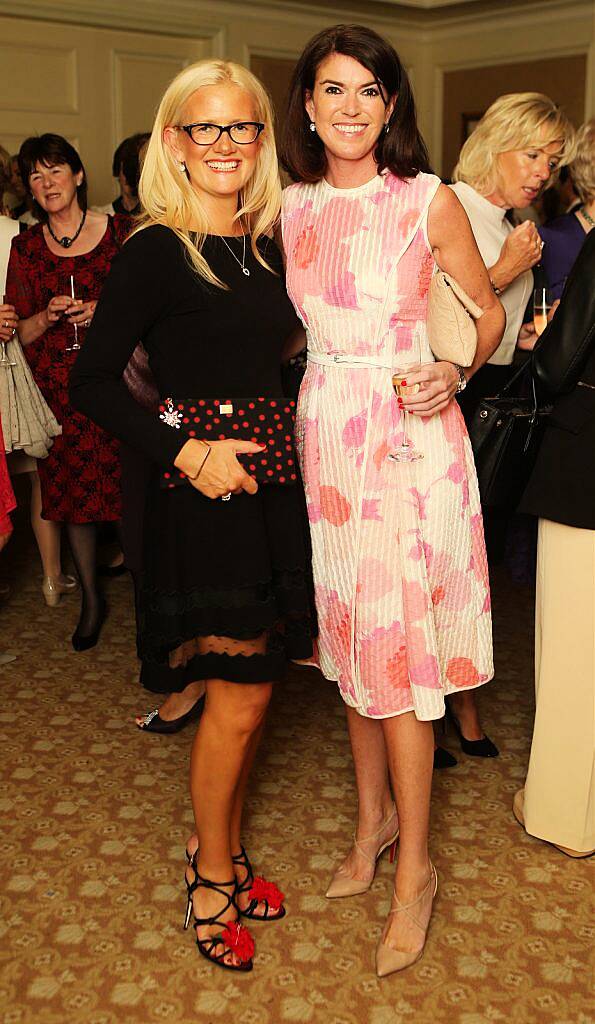 Pictured at the Brown Thomas / ISPCC charity luncheon at the Four Seasons Hotel in Dublin were (l to r): Paula McClean and Julie Carroll. Photograph: Leon Farrell / Photocall Ireland