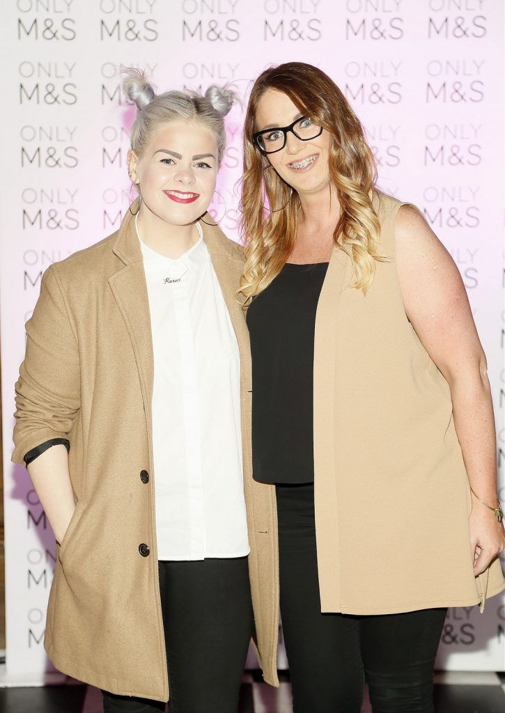 
Karen O'Sullivan and Leigh Eglington at the launch of the Marks & Spencer Autumn / Winter 2015 collection at Royal Hospital Kilmainham-photo Kieran Harnett