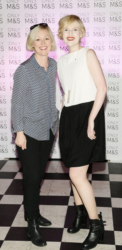 
Sive O'Brien and Sophie White at the launch of the Marks & Spencer Autumn / Winter 2015 collection at Royal Hospital Kilmainham-photo Kieran Harnett