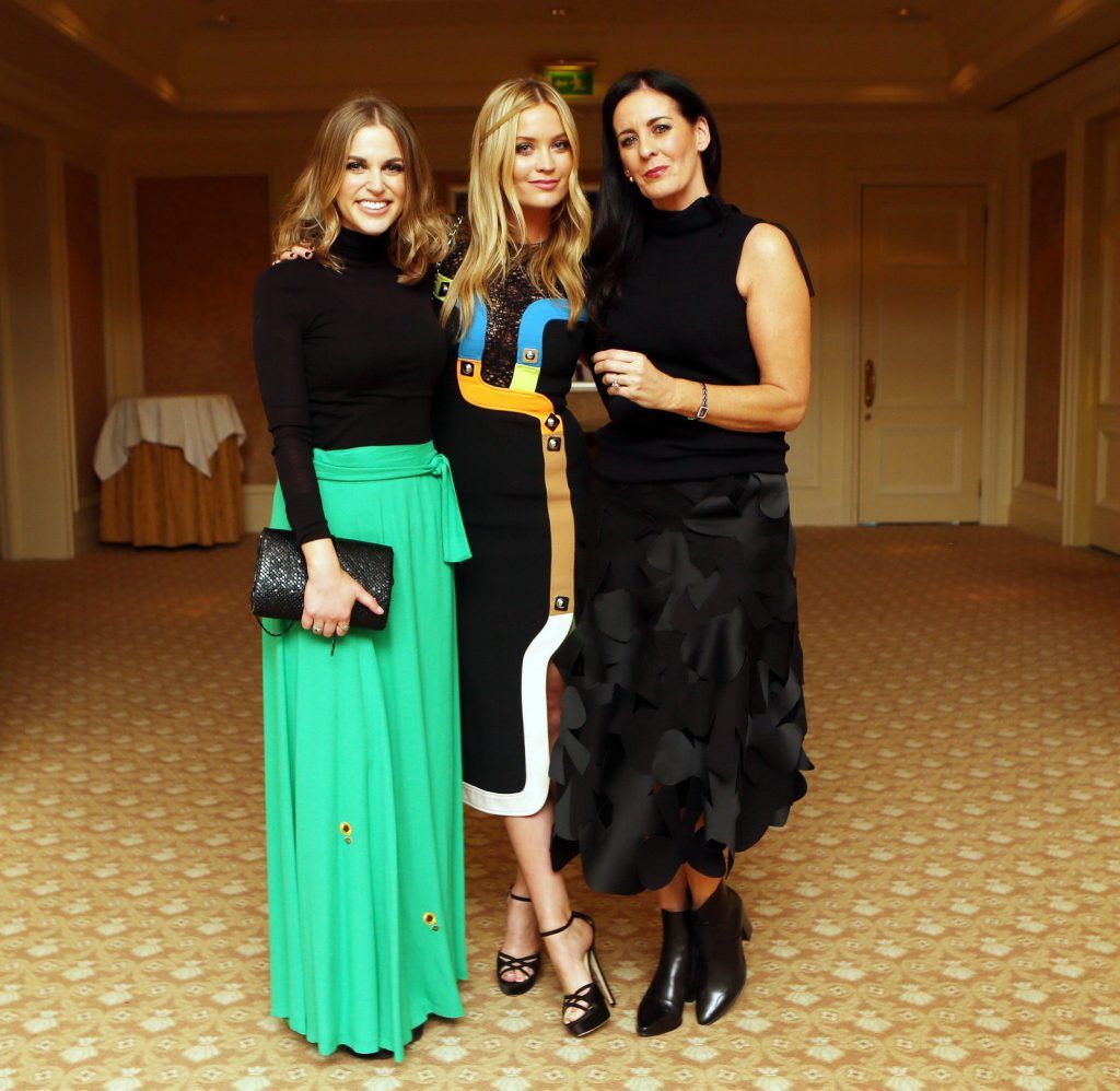  Pictured at the Brown Thomas / ISPCC charity luncheon at the Four Seasons Hotel in Dublin were (l to r): Amy Huberman, Laura Whitmore and Shelly Corkery. Photograph: Leon Farrell / Photocall Ireland