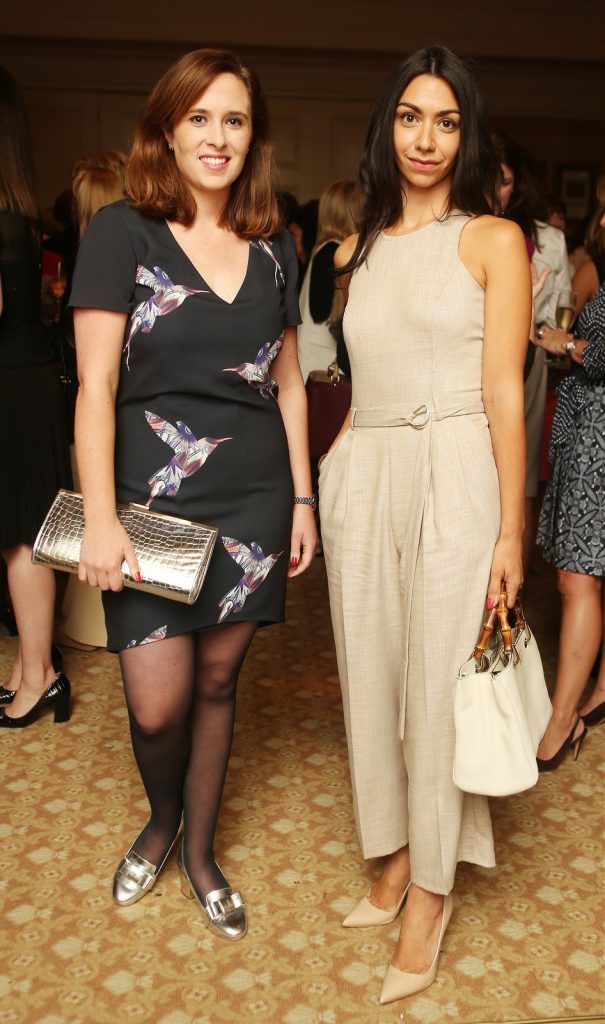  Pictured at the Brown Thomas / ISPCC charity luncheon at the Four Seasons Hotel in Dublin were (l to r): Kate Costello and Danielle Ryan. Photograph: Leon Farrell / Photocall Ireland