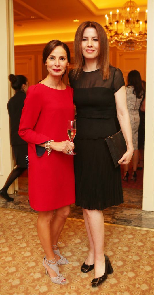 Pictured at the Brown Thomas / ISPCC charity luncheon at the Four Seasons Hotel in Dublin were (l to r): Caroline Sleiman, Annmarie O’Connor. Photograph: Leon Farrell / Photocall Ireland