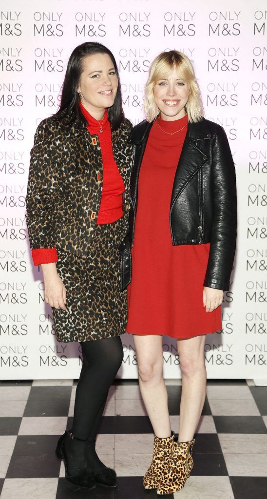 
Corina Gaffey and Sarah O'Hegarty at the launch of the Marks & Spencer Autumn / Winter 2015 collection at Royal Hospital Kilmainham-photo Kieran Harnett