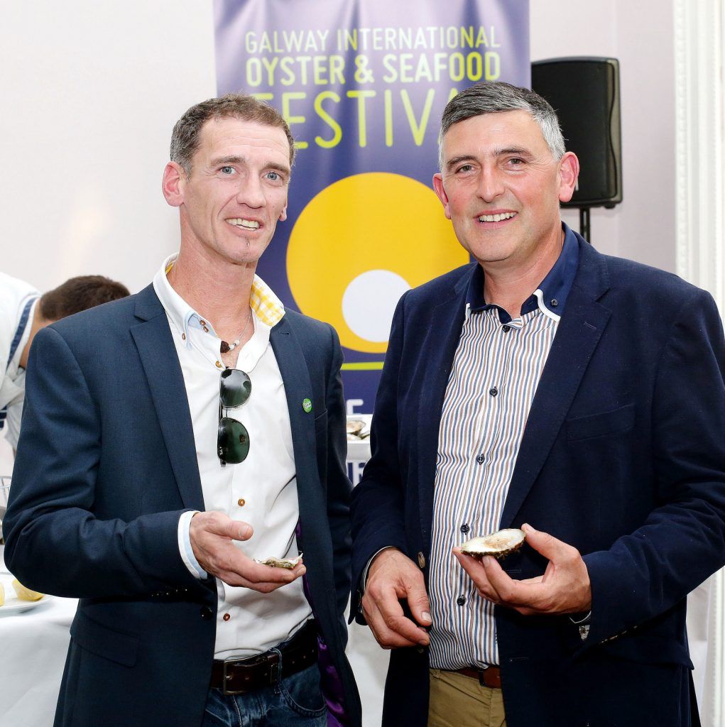 Shay Harty of Harty Oysters and Micheal Kelly of Kelly's Oysters Galway  pictured at the launch of The Cliff Townhouse 4th Annual Oyster Festival on 8th September. 

Pic: Marc O'Sullivan