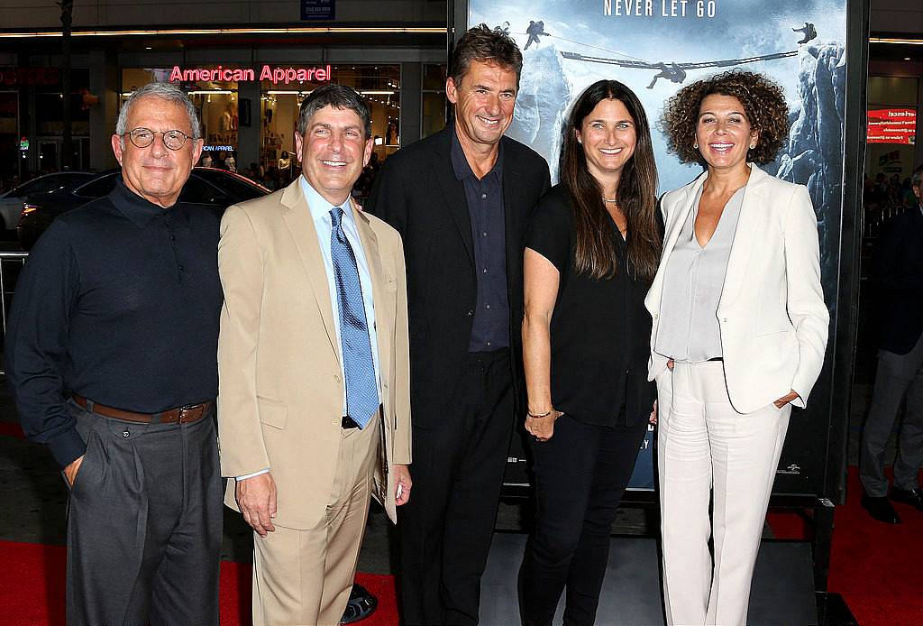 HOLLYWOOD, CA - SEPTEMBER 09: (L-R) Ron Meyer, Jeff Shell, Tim Bevan, Liza Chasin, and  Donna Langley, Chairman of Universal Pictures attend the Premiere of Universal Pictures' "Everest" at the TCL Chinese 6 Theatre on September 9, 2015 in Hollywood, California.  (Photo by Frederick M. Brown/Getty Images)