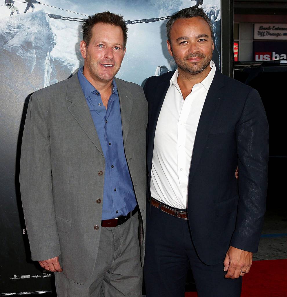 HOLLYWOOD, CA - SEPTEMBER 09:  Producers Brian Oliver (L) and Evan Hayes attend the Premiere of Universal Pictures' "Everest" at the TCL Chinese 6 Theatre on September 9, 2015 in Hollywood, California.  (Photo by Frederick M. Brown/Getty Images)