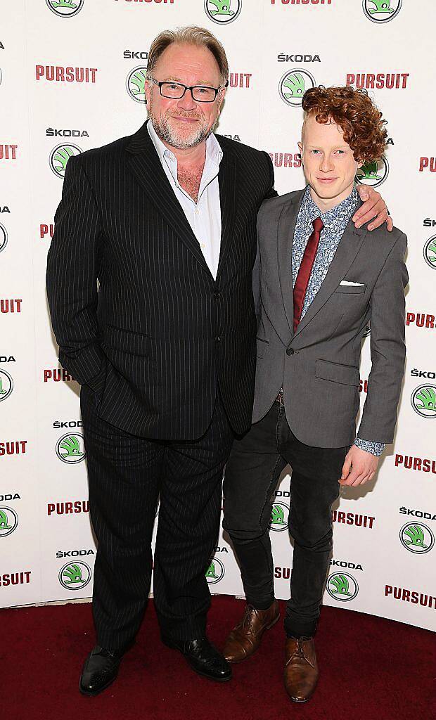 Actor Owen Roe and son Ethan Roe at the Dublin premiere of Irish car-chase movie, ‘Pursuit’ in association with Skoda at the Imc Cinema ,Tallaght Dublin ..Pictures Brian McEvoy.