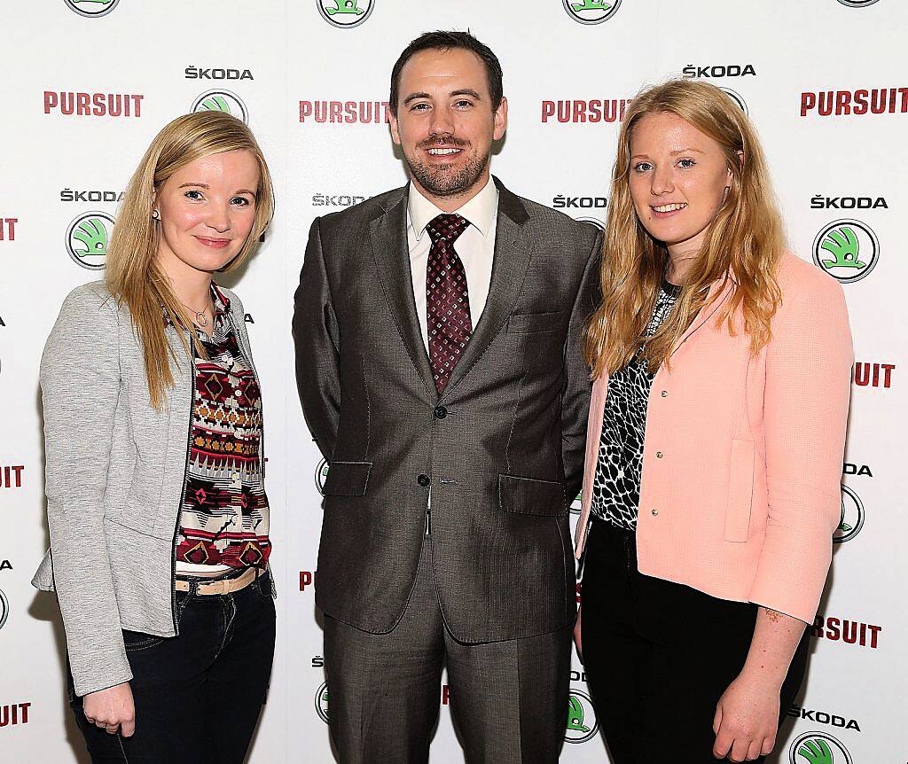 Eimear Walsh ,Ray Leddy and Meghan Moynihan  at the Dublin premiere of Irish car-chase movie, ‘Pursuit’ in association with Skoda at the Imc Cinema ,Tallaght Dublin ..Pictures Brian McEvoy.