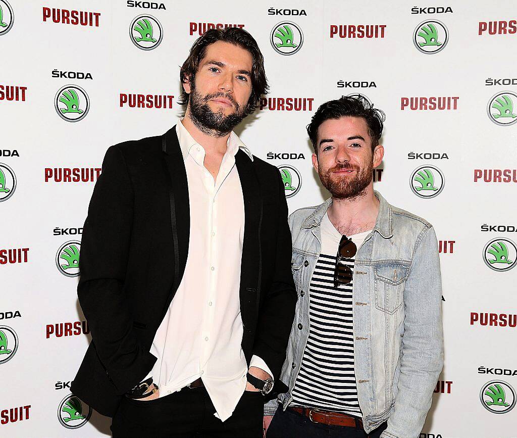 Actors Donall O Healai and Ciaran O Brien at the Dublin premiere of Irish car-chase movie, ‘Pursuit’ in association with Skoda at the Imc Cinema ,Tallaght Dublin ..Pictures Brian McEvoy.