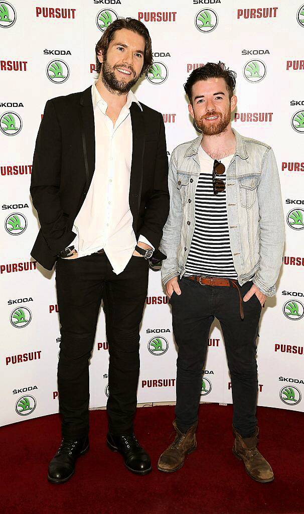 Actors Donall O Healai and Ciaran O Brien at the Dublin premiere of Irish car-chase movie, ‘Pursuit’ in association with Skoda at the Imc Cinema ,Tallaght Dublin ..Pictures Brian McEvoy.