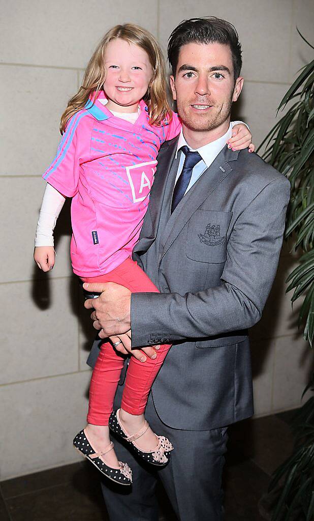 Dublin player Michael Darragh Macauley and his niece Rebecca  Sheridan at the Gibson Hotel All Ireland Post Match Banquet at the Gibson Hotel ,Dublin .Picture Brian mcEvoy