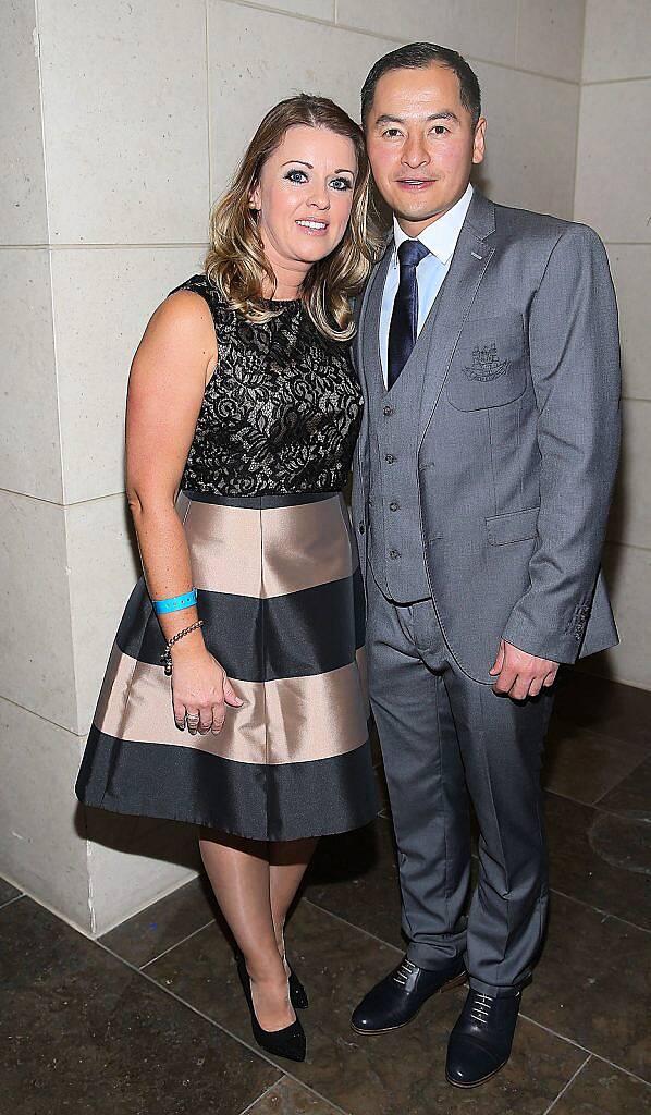 Jason Sherlock and Louise Sherlock at the Gibson Hotel All Ireland Post Match Banquet at the Gibson Hotel ,Dublin .Picture Brian mcEvoy.