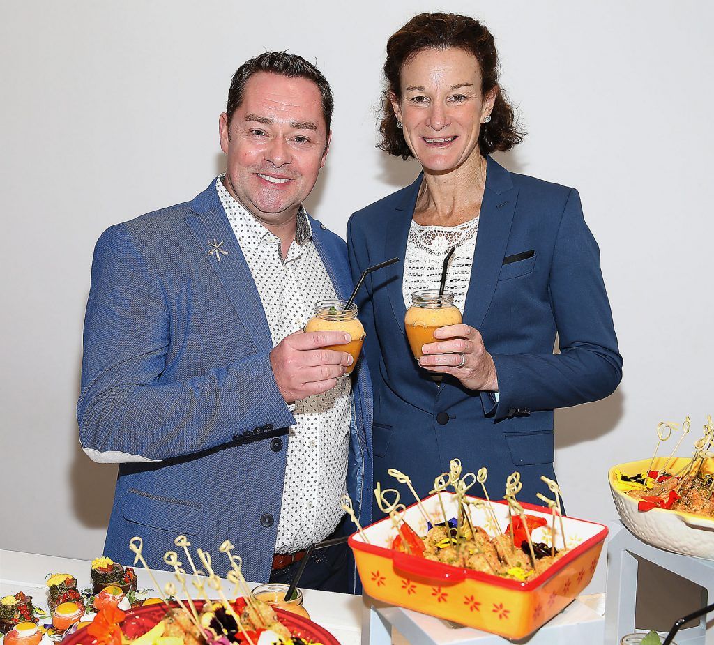 Neven Maguire and Sonia O Sullivan at the launch of Neven Maguire's cookbook "The Nation's favourite Healthy Food" at Eathos in Upper Baggot Street,Dublin..Picture :Brian Mcevoy.