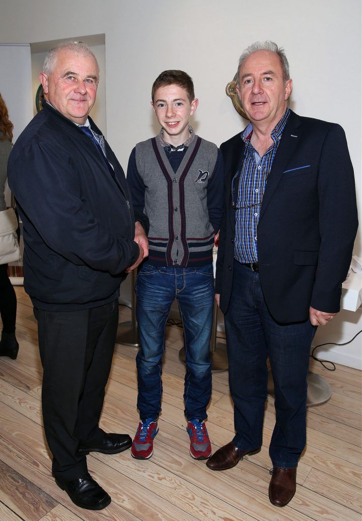 Jimmy Scott,Austin Duignan (Jnr) and Austin Duignan (Snr)at the launch of Neven Maguire's cookbook "The Nation's favourite Healthy Food" at Eathos in Upper Baggot Street,Dublin..Picture :Brian Mcevoy.