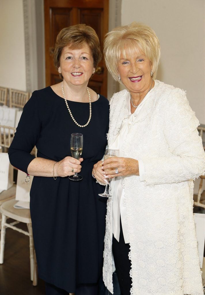 
Aine Whelan and Joan Keoghan at the Irish Fashion Exposure Spring Summer show held by the Order of Lazarus in association with the Design Centre held in the Stephens Green Hibernian Club-photo Kieran Harnett