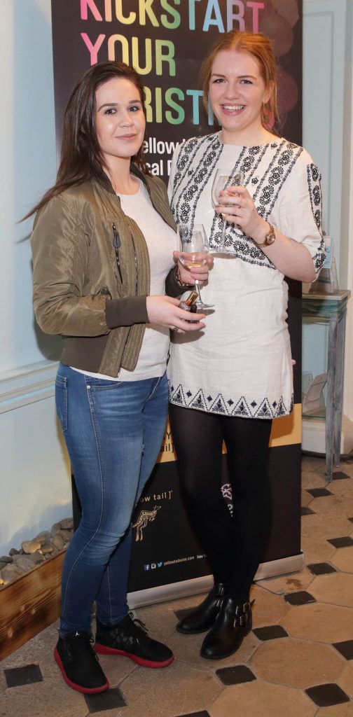 Sarah Drew and Grace Larkin  at the Yellow Tail Wine and Nail Art event at Tropical Popical in Sth William Street,Dublin.Picture Brian McEvoy.