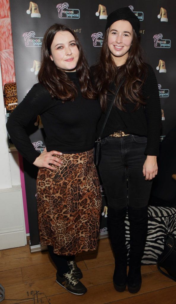 Sarah McIntyre and Olwyn McIntyre  at the Yellow Tail Wine and Nail Art event at Tropical Popical in Sth William Street,Dublin.Picture Brian McEvoy.