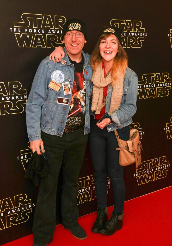 Star Wars Super Fans Father & Daughter Colin & Emma Smith pictured at the special event screening of Star Wars The Force Awakens at the Savoy Cinema Dublin. Photo Anthony Woods