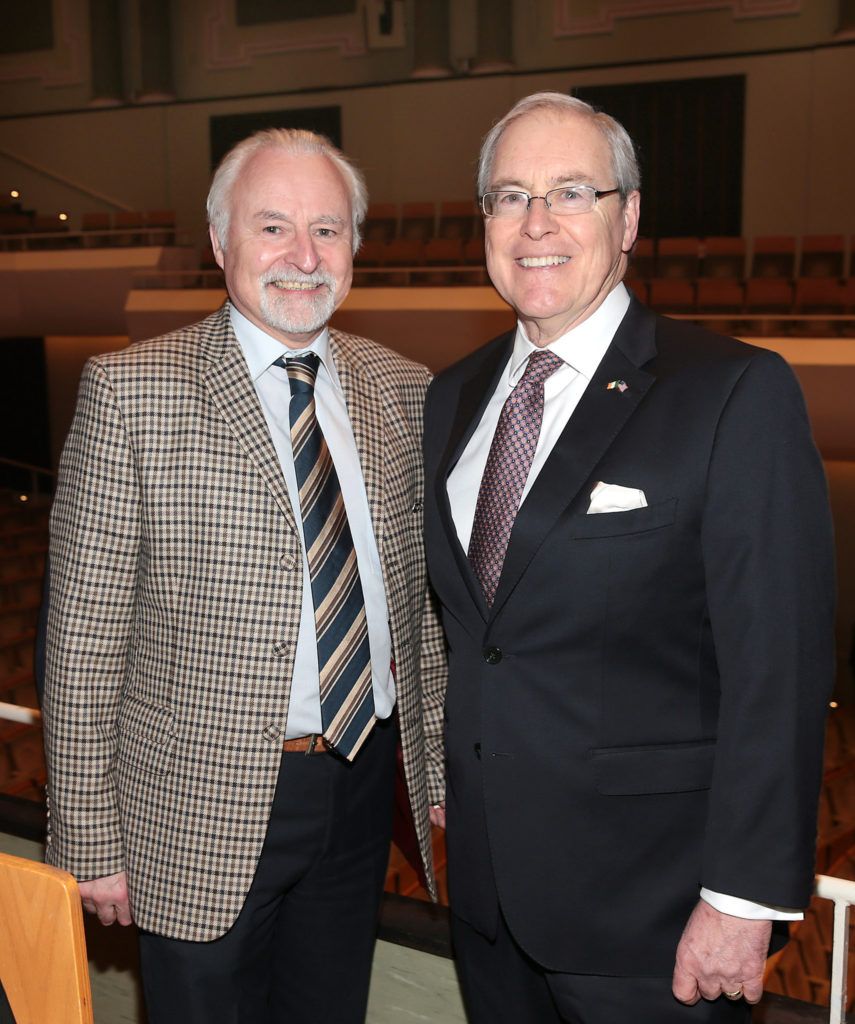 Simon Taylor and Kevin O Malley US Ambassador to Ireland  at Imagining Home ; the National Concert Hall’s initiative as part of the Ireland 2016 Centenary Programme at The National Concert Hall Dublin. .Picture Brian McEvoy.