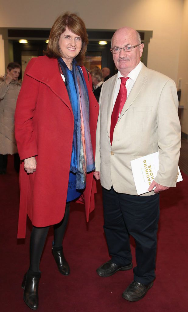 An Tanaiste Joan Burton and husband Pat Carroll  pictured at The National Concert Hall Dublin for Imagining Home ; the National Concert Hall’s initiative as part of the Ireland 2016 Centenary Programme...Pictures Brian McEvoy.