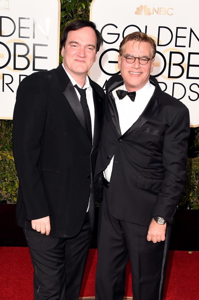 BEVERLY HILLS, CA - JANUARY 10:  Director Quentin Tarantino (L) and screenwriter Aaron Sorkin attend the 73rd Annual Golden Globe Awards held at the Beverly Hilton Hotel on January 10, 2016 in Beverly Hills, California.  (Photo by Jason Merritt/Getty Images)