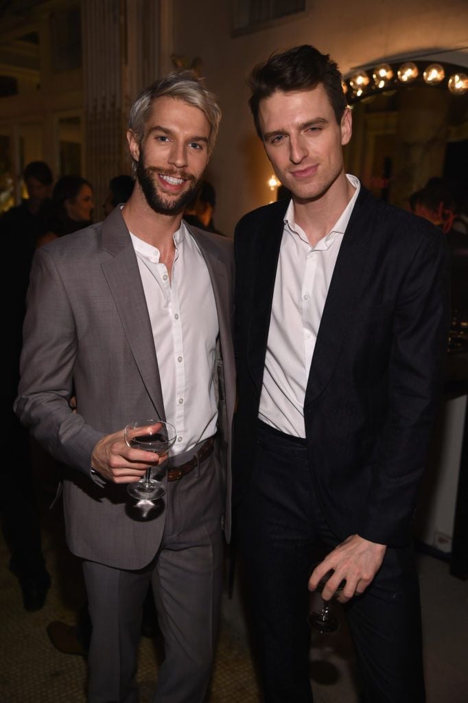 NEW YORK, NY - JANUARY 18:  Ballet dancer James Whiteside a.k.a. JbDubs and performer Dan Donigan aka Milk attend Marc Jacobs Beauty Velvet Noir Mascara Launch Dinner on January 18, 2016 in New York City.  (Photo by Dimitrios Kambouris/Getty Images)