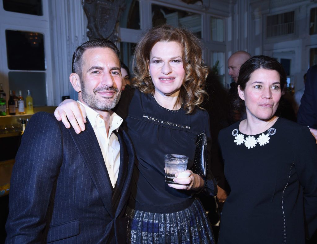NEW YORK, NY - JANUARY 18:  (L-R) Designer Marc Jacobs, actress Sandra Bernhard and writer Sara Switzer attend Marc Jacobs Beauty Velvet Noir Mascara Launch Dinner at Hotel Wolcott Ballroom on January 18, 2016 in New York City.  (Photo by Dimitrios Kambouris/Getty Images)