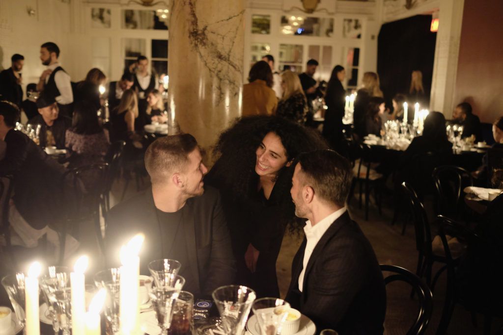 NEW YORK, NY - JANUARY 18:  (L-R)  Iana Dos Reis Nunes, Charly DeFrancesco and Marc Jacobs attend Marc Jacobs Beauty Velvet Noir Mascara Launch Dinner on January 18, 2016 in New York City.  (Photo by Dimitrios Kambouris/Getty Images)