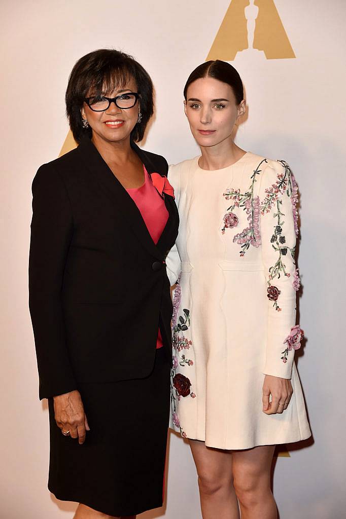 BEVERLY HILLS, CA - FEBRUARY 08:  Academy of Motion Picture Arts and Sciences President Cheryl Boone Isaacs (L) and actress Rooney Mara attend the 88th Annual Academy Awards nominee luncheon on February 8, 2016 in Beverly Hills, California.  (Photo by Kevin Winter/Getty Images)