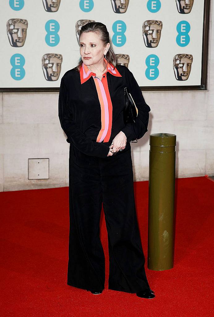 LONDON, ENGLAND - FEBRUARY 14:  Carrie Fisher attends the official After Party Dinner for the EE British Academy Film Awards at The Grosvenor House Hotel on February 14, 2016 in London, England.  (Photo by John Phillips/Getty Images)