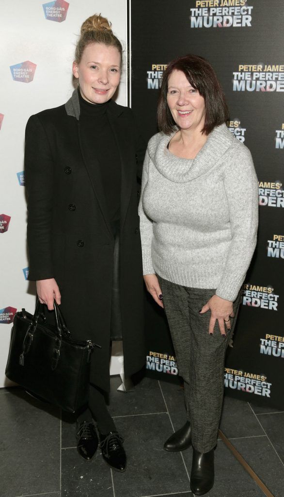Jennifer Halton and Rita Halton pictured at the opening night of comedy thriller The Perfect Murder at The Bord Gais Energy Theatre,Dublin.Picture:Brian McEvoy.