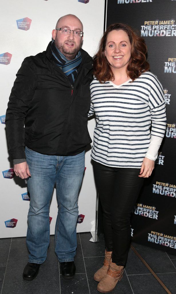 Ger Maher and Ruth Scott pictured at the opening night of comedy thriller The Perfect Murder at The Bord Gais Energy Theatre,Dublin.Picture:Brian McEvoy.