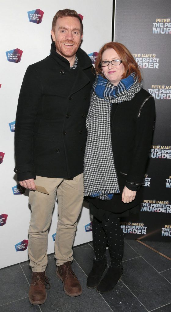 Stuart Smyth and Laura Herlihy  pictured at the opening night of comedy thriller The Perfect Murder at The Bord Gais Energy Theatre,Dublin.Picture:Brian McEvoy.