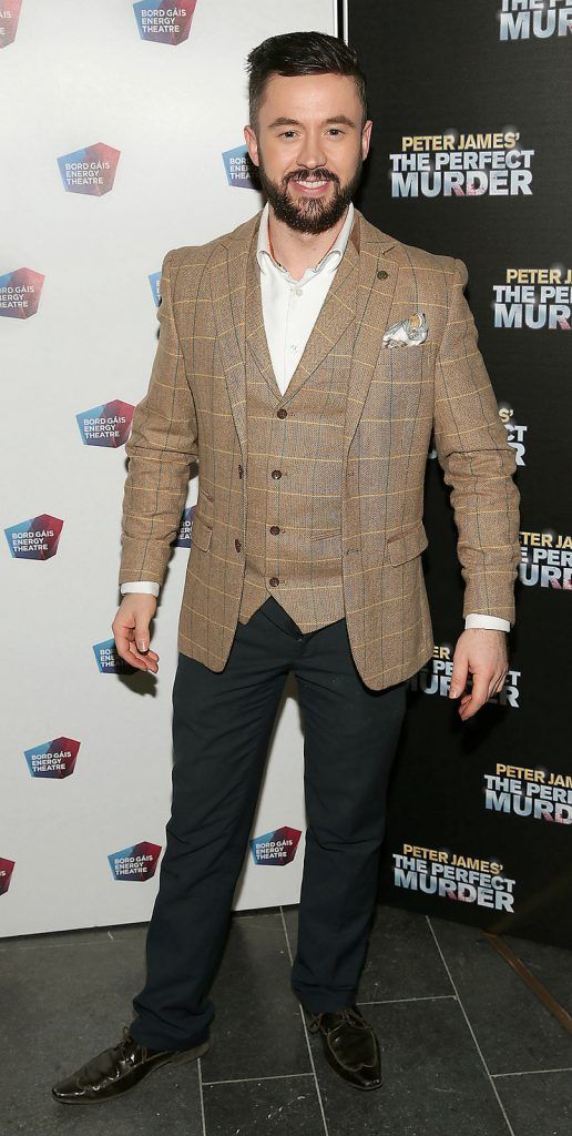 Deric Hartigan pictured at the opening night of comedy thriller The Perfect Murder at The Bord Gais Energy Theatre,Dublin.Picture:Brian McEvoy.