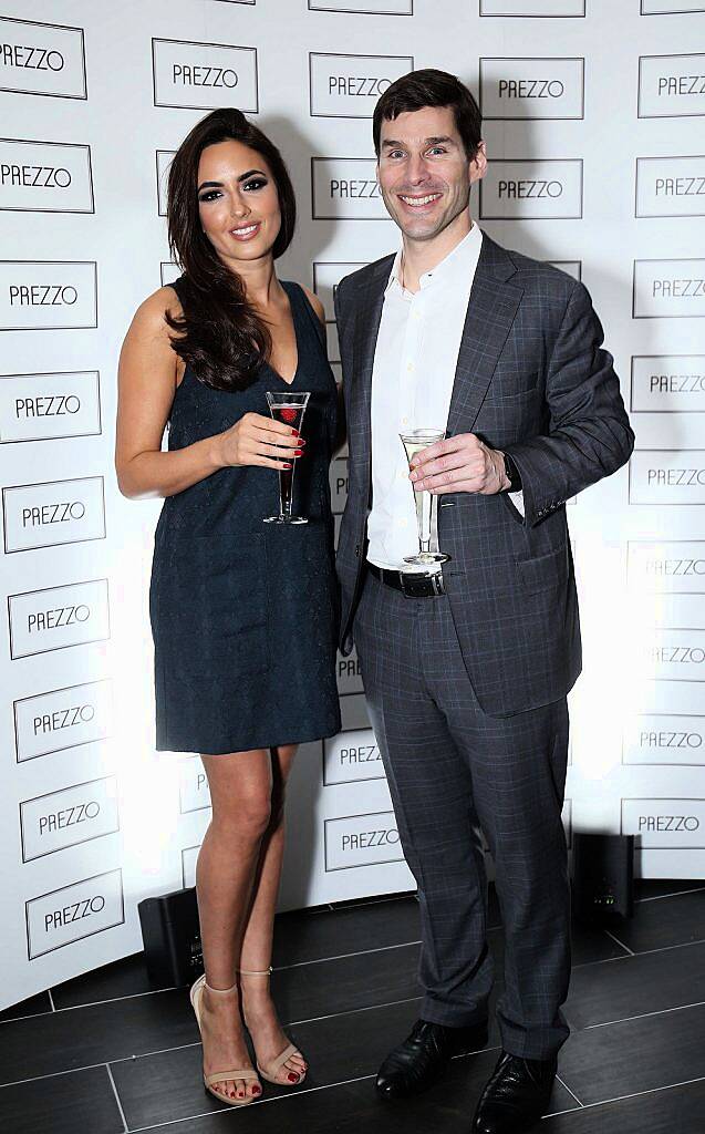 Model and singer Nadia Forde with Dirk Eller (CEO of Prezzo) at the launch of Ireland's first Prezzo restaurant in Liffey Valley Shopping Centre, Dublin recently (12th February 2016)